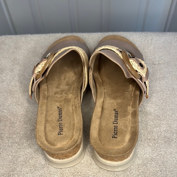 NIB Pierre Dumas Cream Mules with Woven Strap and Heeled Sole - Picture 5 of 10